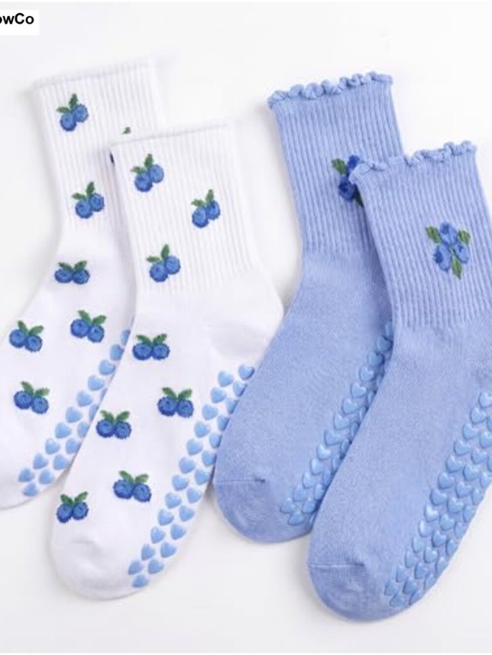 Pilates Socks with Heart Grips Non-Slip Ruffle Crew Yoga Barre Women